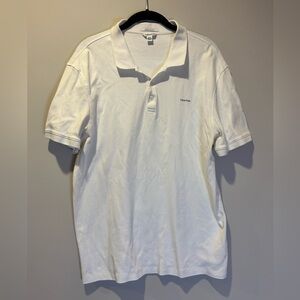 Calvin Klein Men’s White 100% Liquid Cotton Short Sleeve Polo Size Large Preppy